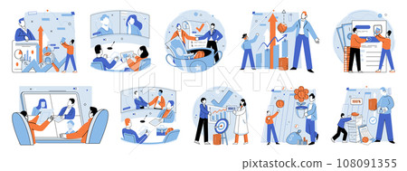 Established business. Vector illustration. Flat design elements create modern and minimalistic aesthetic Strategies guide direction and actions business Ideas are fuel for business innovation Established business. Vector illustration. Flat design elements create modern and minimalistic aesthetic Strategies guide direction and actions business Ideas are fuel for business innovation 108091355