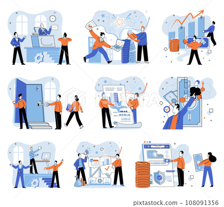 Crowdfunding. Vector illustration. Backers contributions help secure additional funding in crowdfunding Investing in crowdfunding allows for early adoption innovative products Transparency Crowdfunding. Vector illustration. Backers contributions help secure additional funding in crowdfunding Investing in crowdfunding allows for early adoption innovative products Transparency 108091356