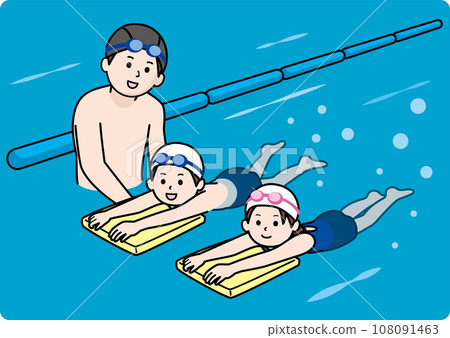 swimming school kids and coach 108091463