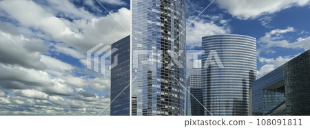 Skyscrapers La Defense (against the background of sky with clouds), commercial and business center of Paris, France Skyscrapers La Defense (against the background of sky with clouds), commercial and business center of Paris, France 108091811