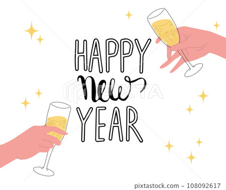 Happy New Year vector card. Glass with... - Stock Illustration ...