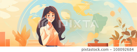 illustration school lesson. teacher in class with students. stylized banner on the theme of education, back to school illustration school lesson. teacher in class with students. stylized banner on the theme of education, back to school 108092684