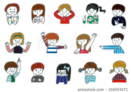 Children with various expressions and poses 108093071