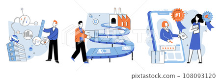 Product to service model. Vector illustration. Performance evaluation helps identify areas for improvement in product and service delivery Consumer preferences and feedback shape evolution products Product to service model. Vector illustration. Performance evaluation helps identify areas for improvement in product and service delivery Consumer preferences and feedback shape evolution products 108093120