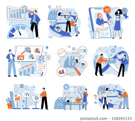 Manufacturer model. Vector illustration. Industrial manufacturing requires precision and attention to detail The startup focuses on development cutting-edge technology The manufacturer employs 108093133