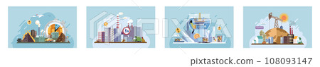 Industrial pollution. Dirty waste. Environmental pollution. Vector illustration. Trash emission is overlooked aspect environmental degradation Environmental pollution is price we pay for unchecked 108093147