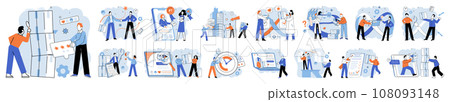 Process management. Vector illustration. Taking action is necessary to control and manage progress project Monitoring performance is key to identifying areas for improvement The process management 108093148