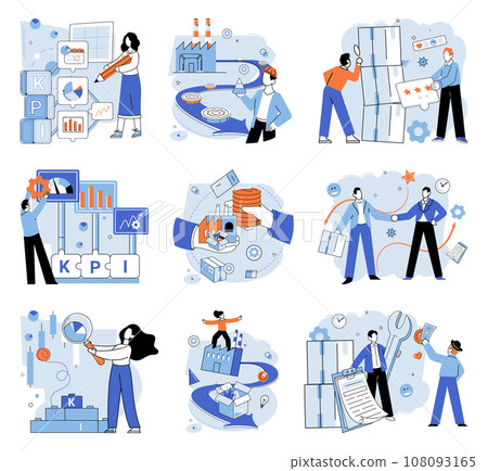 Quality control. Vector illustration. The quality control concept emphasizes importance ensuring consistent quality Examining product samples helps assess overall quality Analyzing data from quality Quality control. Vector illustration. The quality control concept emphasizes importance ensuring consistent quality Examining product samples helps assess overall quality Analyzing data from quality 108093165