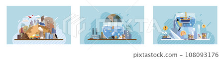 Industrial pollution. Dirty waste. Environmental pollution. Vector illustration. Dirty water in lakes is result industrial pollution Smokes with smog have become major concern in big cities Trash Industrial pollution. Dirty waste. Environmental pollution. Vector illustration. Dirty water in lakes is result industrial pollution Smokes with smog have become major concern in big cities Trash 108093176