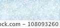 Panorama of decorative Christmas background with bokeh lights and snowflakes. 108093260