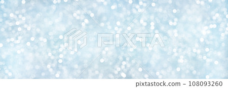 Panorama of decorative Christmas background with bokeh lights and snowflakes. 108093260