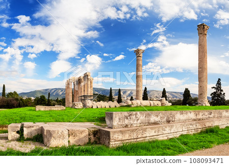 The Temple of Olympian Zeus (Olympion or Columns of the Olympian Zeus), is a monument of Greece at the center of the Greek capital Athens, Greece. The Temple of Olympian Zeus (Olympion or Columns of the Olympian Zeus), is a monument of Greece at the center of the Greek capital Athens, Greece. 108093471