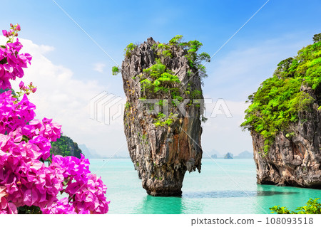 Travel photo of James Bond island with beautiful turquoise water in Phang Nga bay, Thailand. Travel photo of James Bond island with beautiful turquoise water in Phang Nga bay, Thailand. 108093518