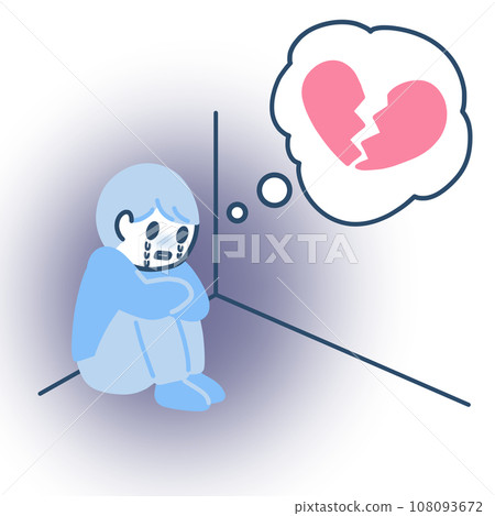 Illustration of a lonely person sitting in the corner of a room Illustration of a lonely person sitting in the corner of a room 108093672