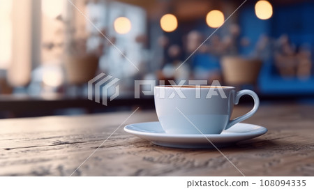Coffee Cup on table Cafe shop Interior Blur background 108094335