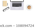 Office supplies, desktop computer notebook, illustrator vector 108094724