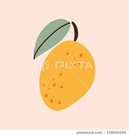 Hand drawn abstract boho poster with mango tropical fruits, isolated. Vector flat illustration. For pattern, logo, posters, invitation, greeting card, wall art print. Hand drawn abstract boho poster with mango tropical fruits, isolated. Vector flat illustration. For pattern, logo, posters, invitation, greeting card, wall art print. 108095099