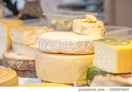 cheeses on the market in Verona Italy cheeses on the market in Verona Italy 108095664