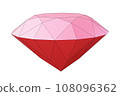 pink contour diamond isolated on white, simple polygonal brilliant, 3d rendering 108096362