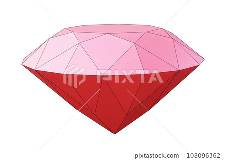 pink contour diamond isolated on white, simple polygonal brilliant, 3d rendering 108096362