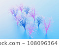 Alley of decorative pink and blue trees on blue background, 3d rendering 108096364