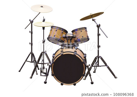 drum kit isolated on white background, 3d rendering 108096368