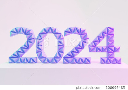 Violet 3D Number 2024, symbol new year, 3d rendering 108096485