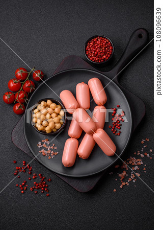 Delicious fresh vegetarian sausage or sausage made from vegetable protein tofu or seitan 108096639