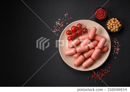 Delicious fresh vegetarian sausage or sausage made from vegetable protein tofu or seitan 108096654