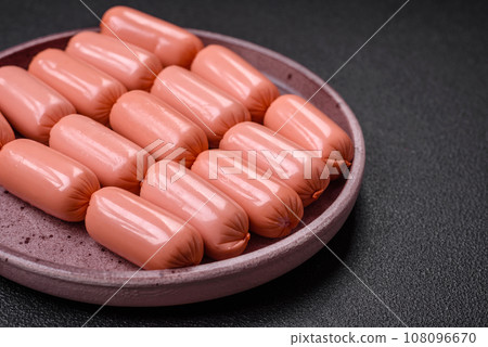 Delicious fresh vegetarian sausage or sausage made from vegetable protein tofu or seitan 108096670