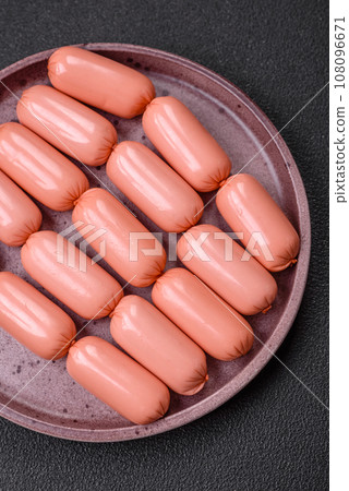 Delicious fresh vegetarian sausage or sausage made from vegetable protein tofu or seitan 108096671
