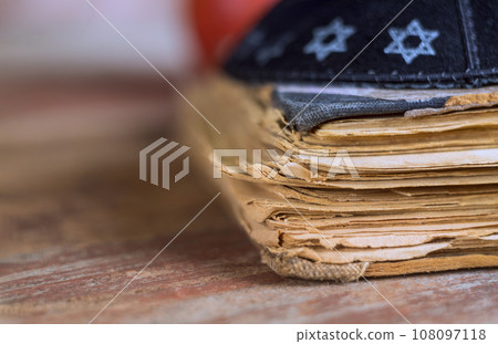 Religious symbols jewish holiday prayer book kippah in synagogue holly days Religious symbols jewish holiday prayer book kippah in synagogue holly days 108097118