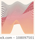 Black, peach, red, beige waves Abstract geometric line shapes. Vector template design illustration 108097501