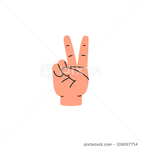 Letter V of American sign language alphabet flat style, vector illustration 108097754