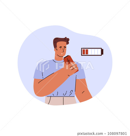 Young man holding energy drink can with lightning sign flat style Young man holding energy drink can with lightning sign flat style 108097801
