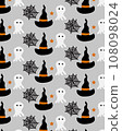 Abstract Halloween seamless pattern. background color gray. Halloween characteristics. Trend print for textiles and banners using vector texture. 108098024