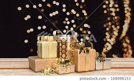 The gold gift box for celebration concept 3d rendering The gold gift box for celebration concept 3d rendering 108098153