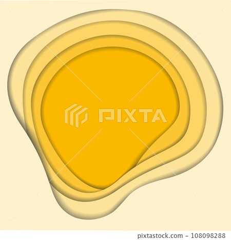 Paper cut background of wave lines in trendy summer yellow shade. Copy space. Template for lettering Paper cut background of wave lines in trendy summer yellow shade. Copy space. Template for lettering 108098288