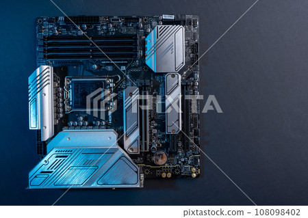 modern powerful and fast motherboard with connectors for HDMI and USB modern powerful and fast motherboard with connectors for HDMI and USB 108098402