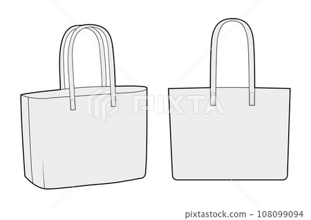 East West Large Tote silhouette bag. Fashion accessory technical illustration. Vector satchel front 3-4 view for Men East West Large Tote silhouette bag. Fashion accessory technical illustration. Vector satchel front 3-4 view for Men 108099094