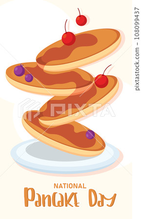 Pancake day poster Traditional food Vector 108099437