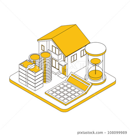 房子和金錢插畫 房子和金錢插畫 108099989