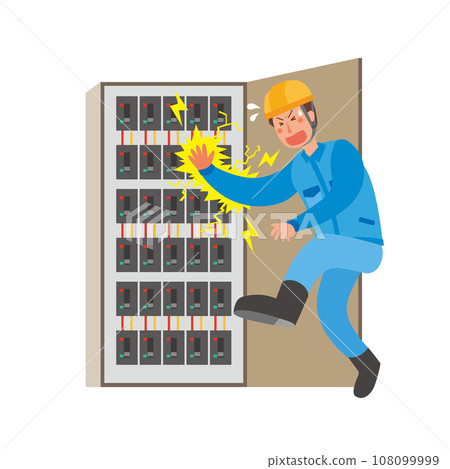 Male worker who gets an electric shock during work 108099999