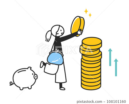 A woman who diligently saves coins 108101160