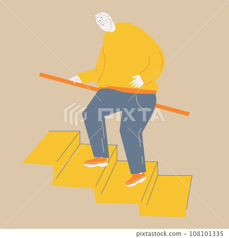 Elderly man climbing the stairs 108101335