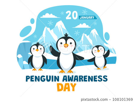 Penguin Awareness Day Vector Illustration on 20 January with Penguins and Iceberg to Conserve Animals in Flat Cartoon Background Design 108101369