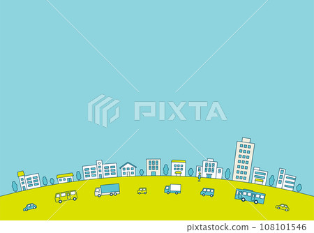 Vector illustration of a cityscape lined with buildings 108101546