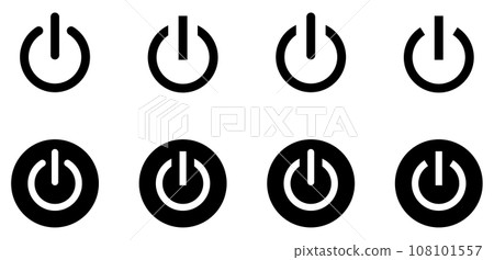 電源按鈕樣式標記的向量插圖集 108101557