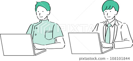 操作電腦的男醫生/護士 108101844