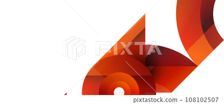 Geometric fusion - abstract harmony of triangles and circles in minimalist background design. Shapes and lines design for wallpaper, banner, background, landing page, wall art, invitation, prints 108102507